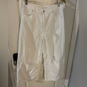 Almost Famous Distressed White Wide Leg Jeans